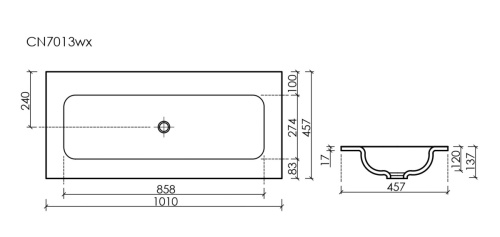 Раковина из сантехнического фарфора Ceramica Nova GRACE CN7013MBwx 100х50 накладная цвет черный - фото 3